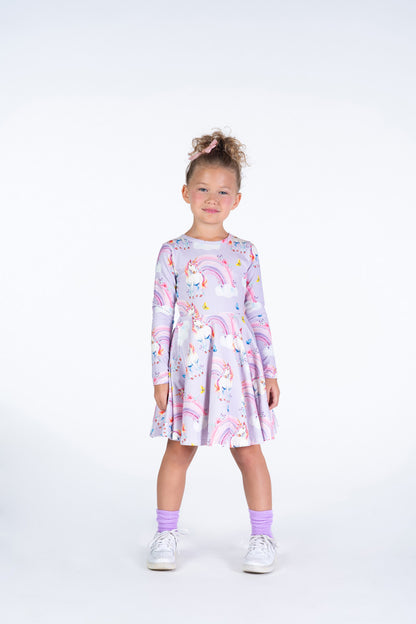 Rock Your Baby - Dreamscapes Long Sleeve Waisted Dress (sizes 8-12)