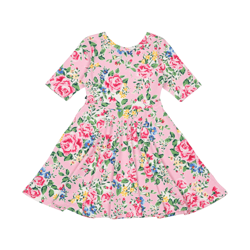 Rock Your Baby - Pink Garden Mabel Waisted Dress (sizes 8-12)