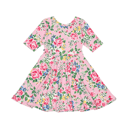 Rock Your Baby - Pink Garden Mabel Waisted Dress (sizes 8-12)