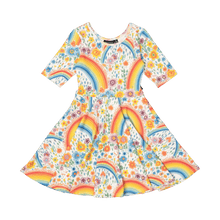 Rock Your Baby - Rainbows and Flowers Mabel Waisted Dress (sizes 2-7)