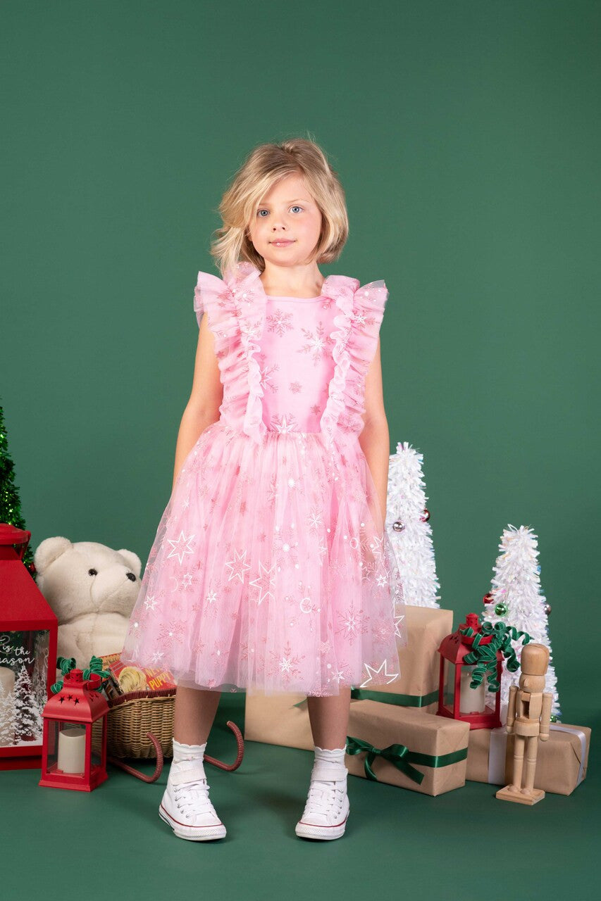 Rock Your Baby - Pink Snowflake Party Dress