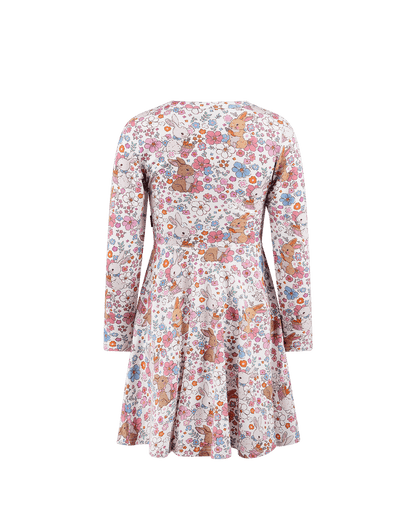 Rock Your Baby - Ditsy Bunny Long Sleeve Waisted Dress