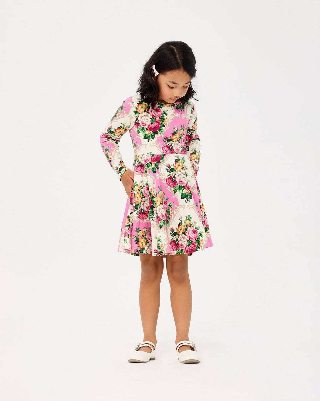 Rock Your Baby - Rosette Long Sleeve Waisted Dress