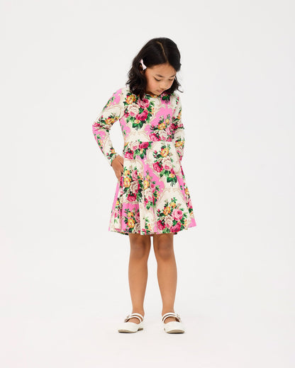 Rock Your Baby - Rosette Long Sleeve Waisted Dress