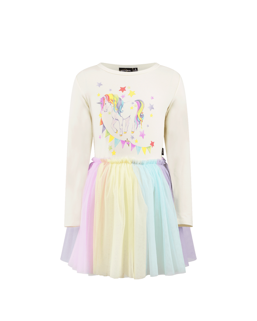 Rock Your Baby - Unicorn Flags Long Sleeve CIRCUS Dress