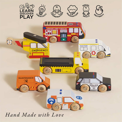Le Toy Van - Emergency Helicopter & Rescue Cars - 7 Piece