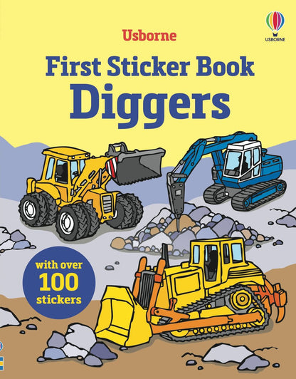 Usborne First Sticker Book Diggers with construction vehicles, excavators and over 100 stickers