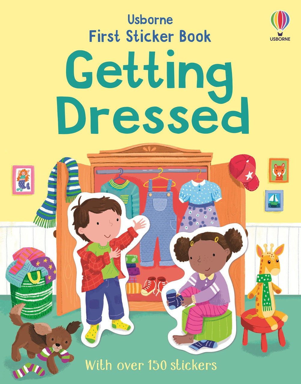 Usborne First Sticker Book Getting Dressed with children dressing up and over 150 stickers