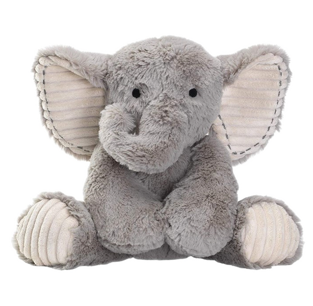 Plush elephant toy on a white background