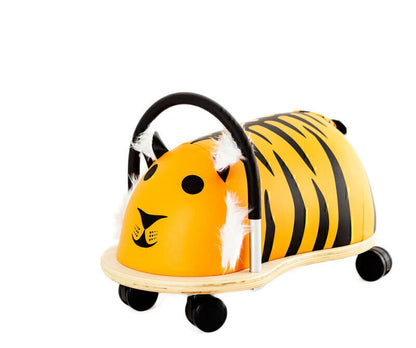 Toy car shaped like a tiger on a white background