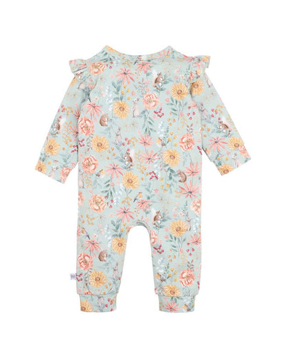 Bébé - Olive Print Long sleeve Zip Onesie (sizes 000-0)