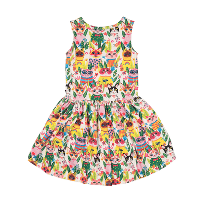 Cool Cats Sleeveless Drop Waist Dress