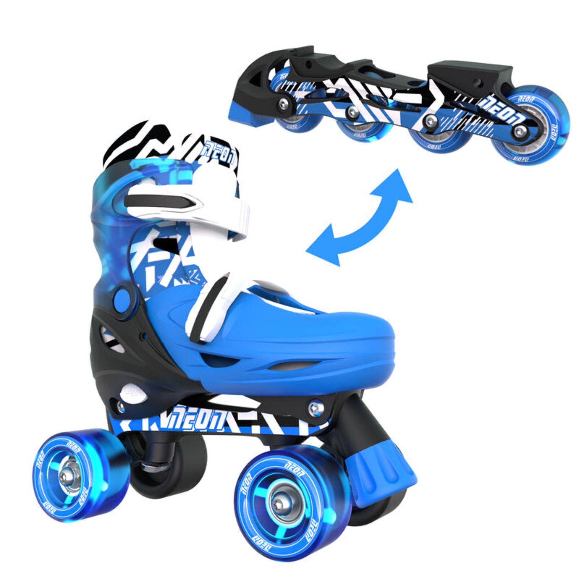 Yvolution Neon Combo Skates Kaleidoscope 2-in-1 adjustable inline and quad roller skates with LED light-up wheels