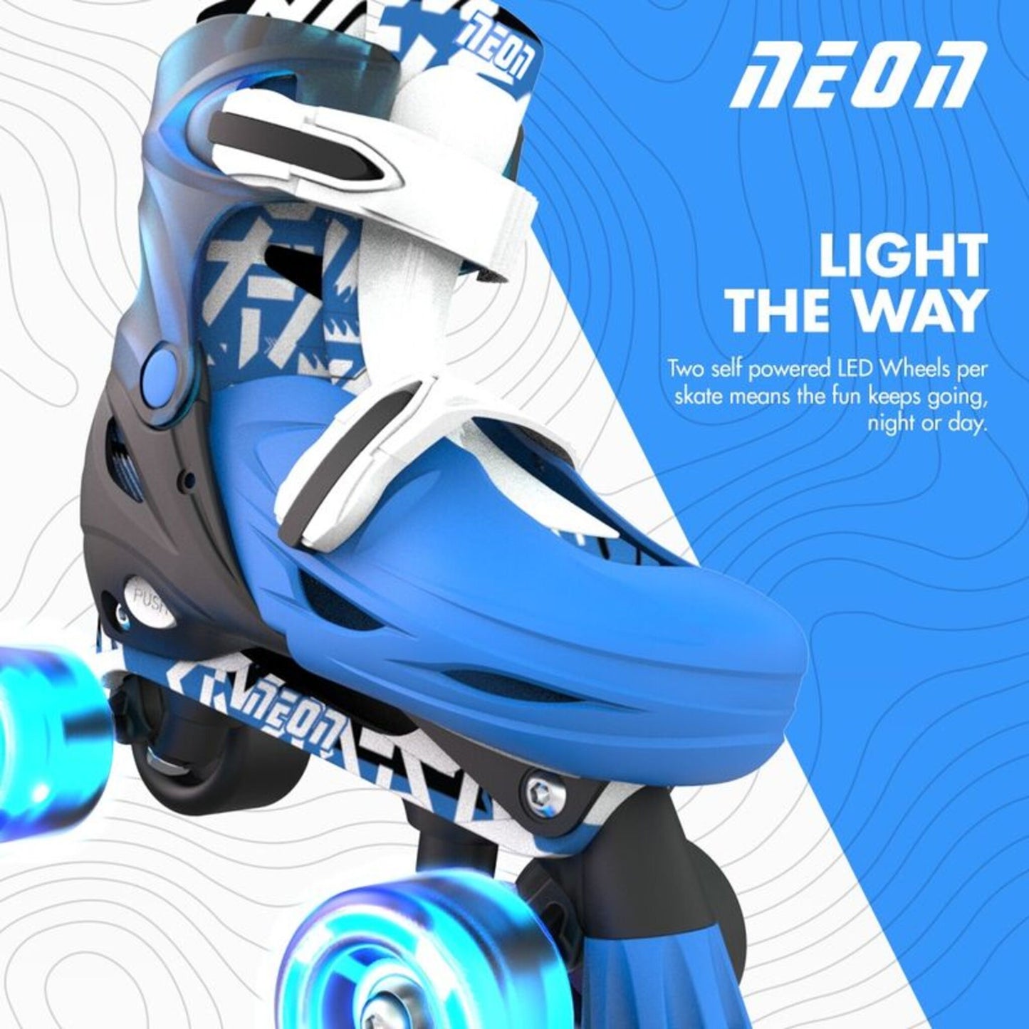 Yvolution Neon Combo Skates Kaleidoscope 2-in-1 adjustable inline and quad roller skates with LED light-up wheels