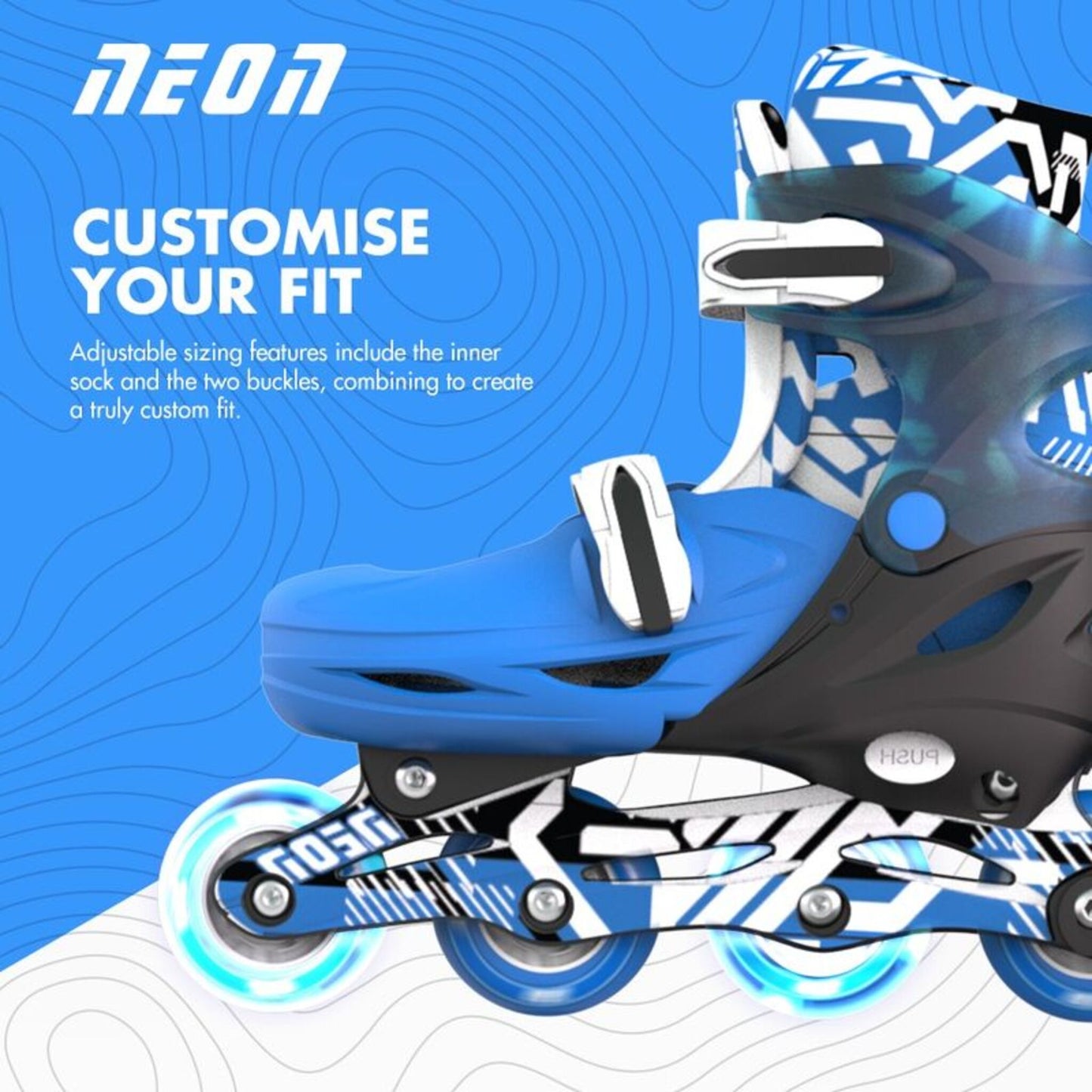 Yvolution Neon Combo Skates Kaleidoscope 2-in-1 adjustable inline and quad roller skates with LED light-up wheels