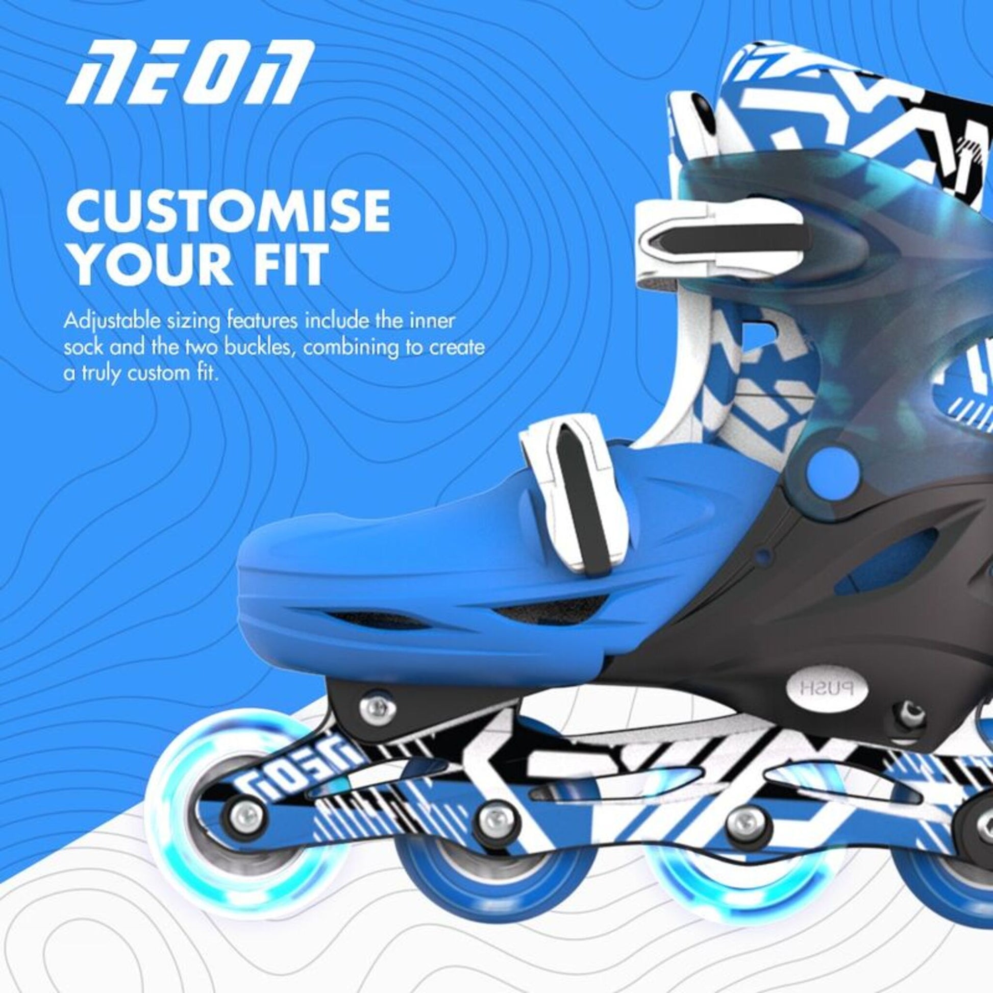 Yvolution Neon Combo Skates Kaleidoscope 2-in-1 adjustable inline and quad roller skates with LED light-up wheels
