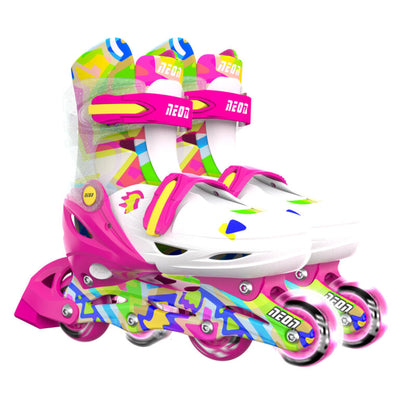 Yvolution Neon Combo Skates Kaleidoscope 2-in-1 adjustable inline and quad roller skates with LED light-up wheels