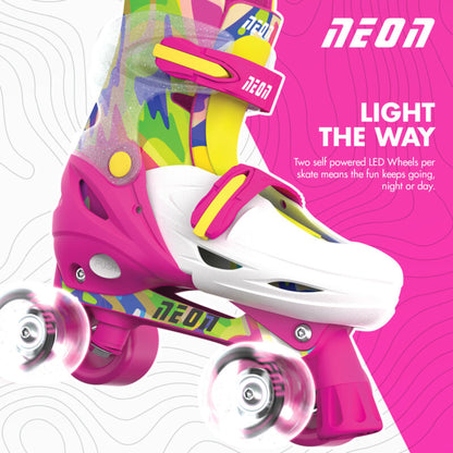 Yvolution Neon Combo Skates Kaleidoscope 2-in-1 adjustable inline and quad roller skates with LED light-up wheels