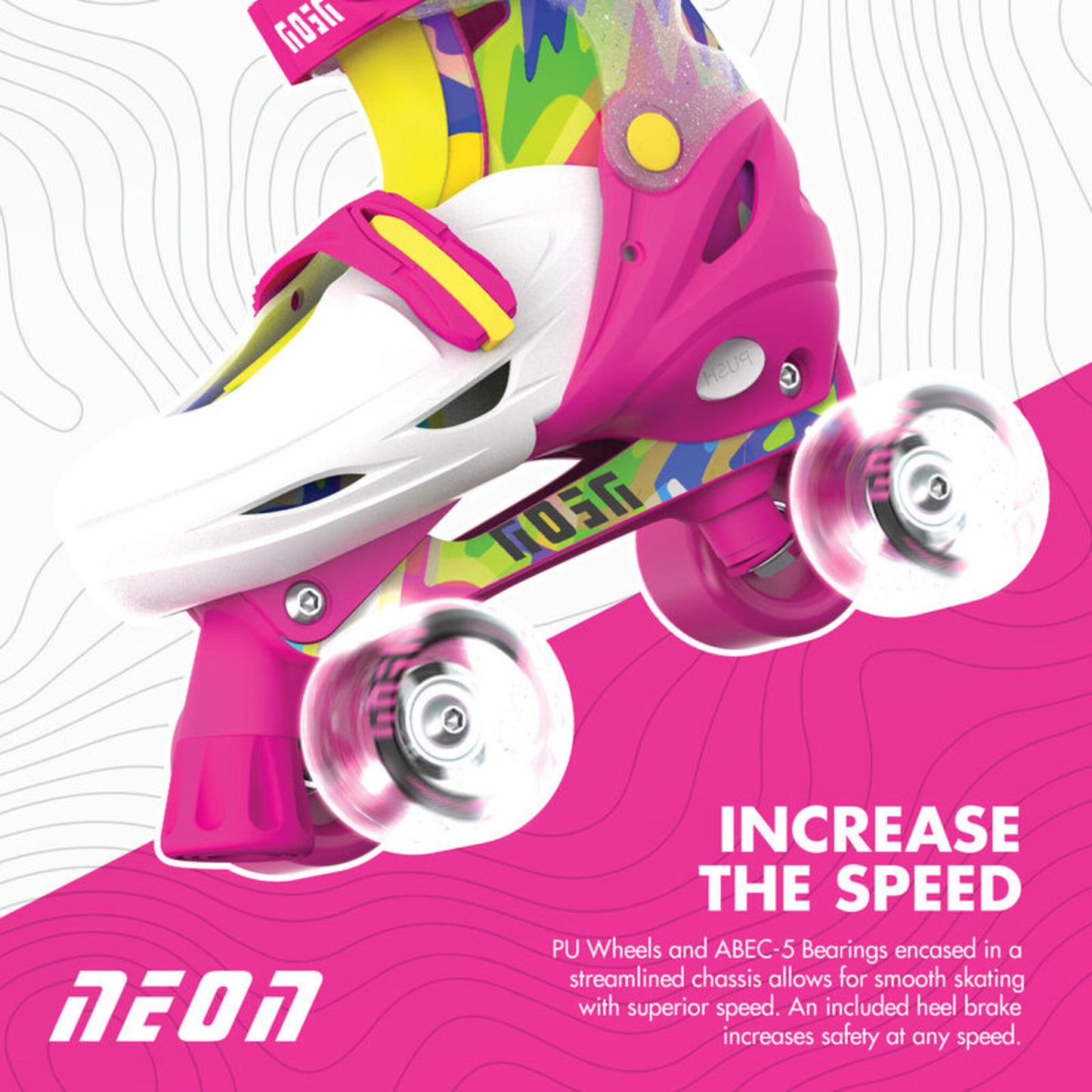 Yvolution Neon Combo Skates Kaleidoscope 2-in-1 adjustable inline and quad roller skates with LED light-up wheels