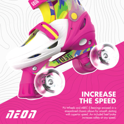 Yvolution Neon Combo Skates Kaleidoscope 2-in-1 adjustable inline and quad roller skates with LED light-up wheels