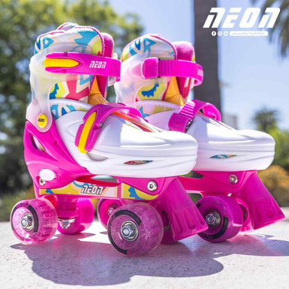 Yvolution Neon Combo Skates Kaleidoscope 2-in-1 adjustable inline and quad roller skates with LED light-up wheels