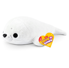 ZURU Hug-a-Lumps Sandy the Seal weighted fluffy plush toy in white, baby 0.23kg soft sensory plush for babies and kids aged 0+