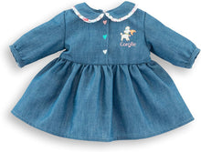 A Weekend in Paris dress for 42cm Mon Grand Corolle baby dolls with denim-look fabric and floral collar