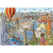Completed Around the World in 80 Days jigsaw showing Phileas Fogg's race by steamship, train and elephant