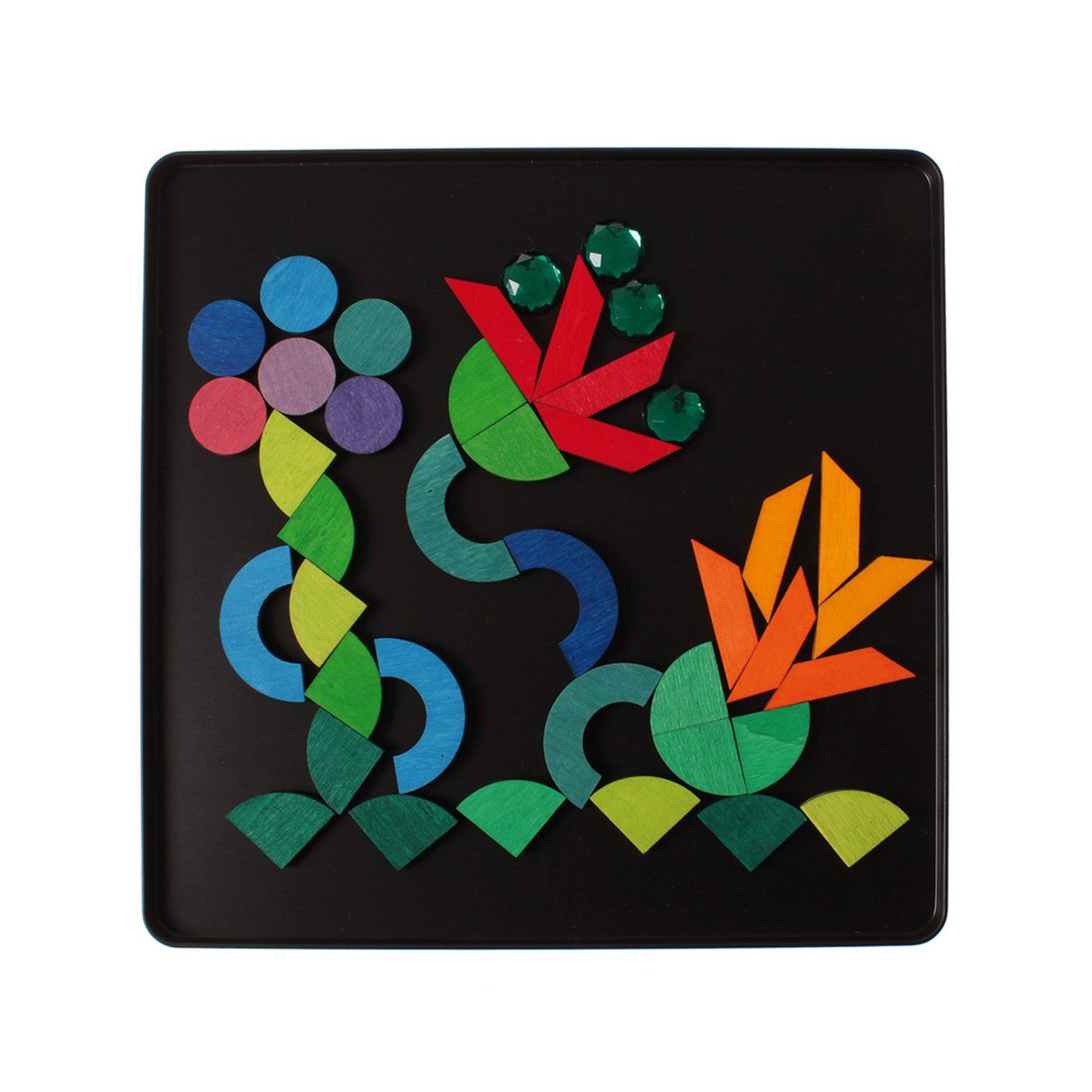 Grimm’s Magnet Puzzle Triangle, Square, Circle with Sparkling Parts