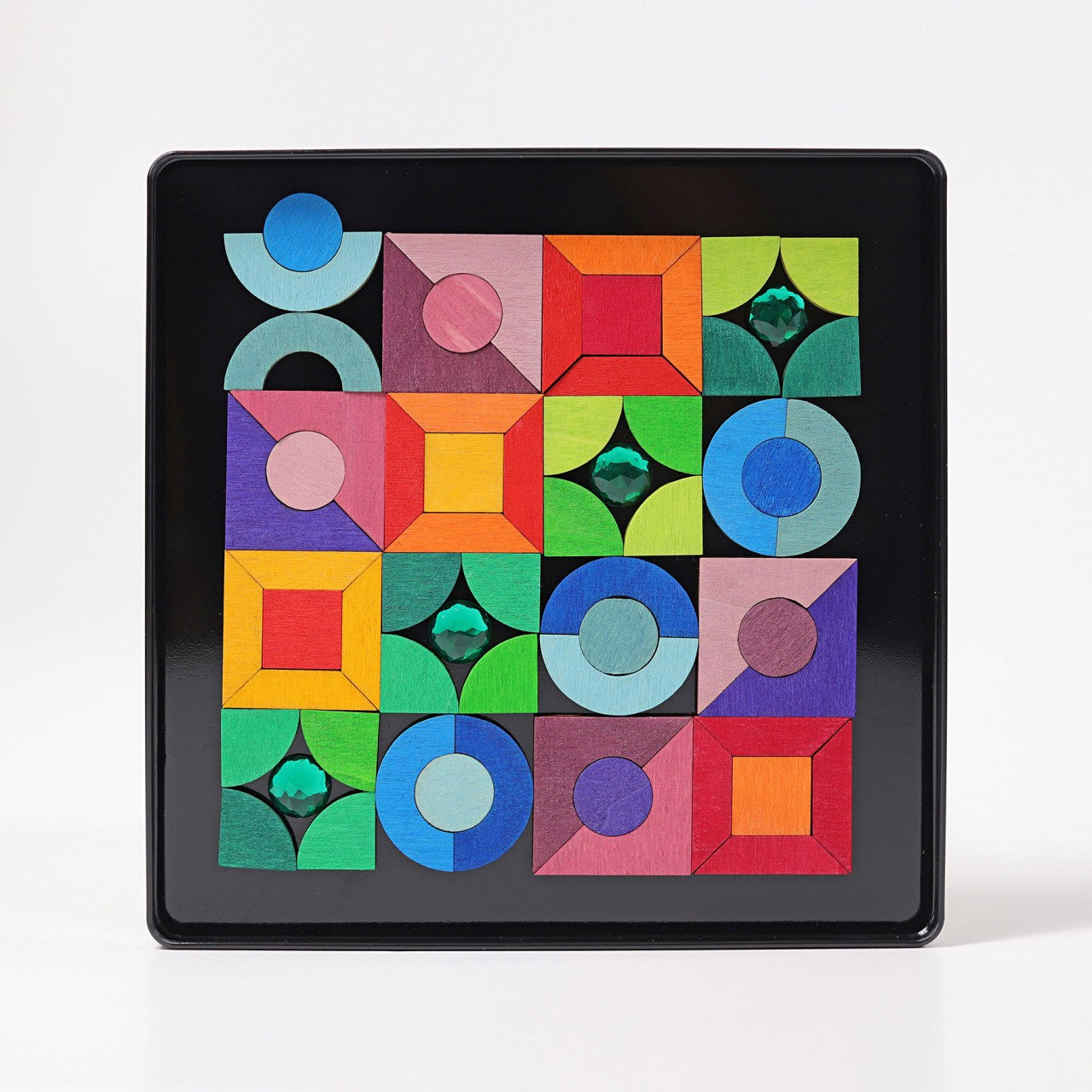 Grimm’s Magnet Puzzle Triangle, Square, Circle with Sparkling Parts