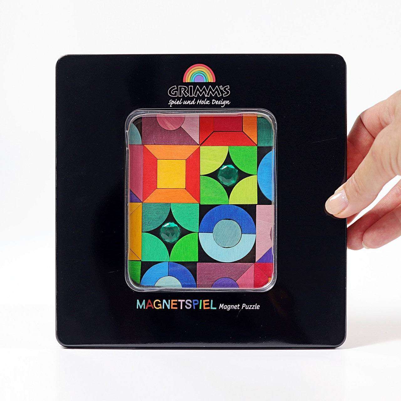 Grimm’s Magnet Puzzle Triangle, Square, Circle with Sparkling Parts