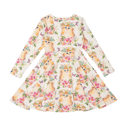 Kitty Kats Long Sleeve Waisted Dress