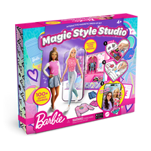 Barbie Magic Style Studio fashion design play set with magnetic outfits and markers