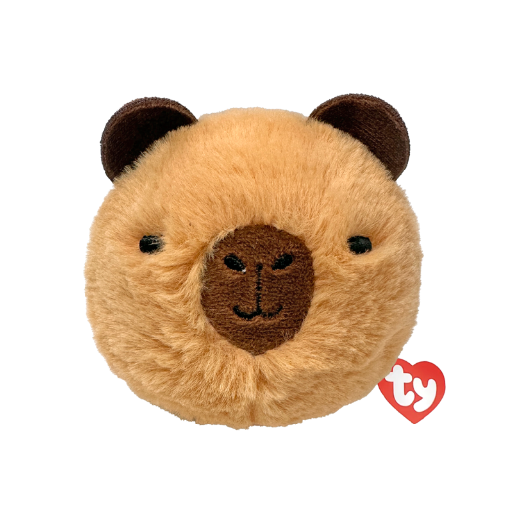 Barry the Capybara Ty Beanie Bouncer soft plush toy photographed front-on, 10cm, on a white background