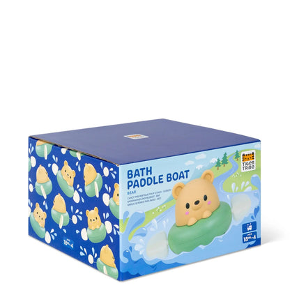 Bear wind-up paddle boat shown in its retail packaging with age guidance and safety labelling