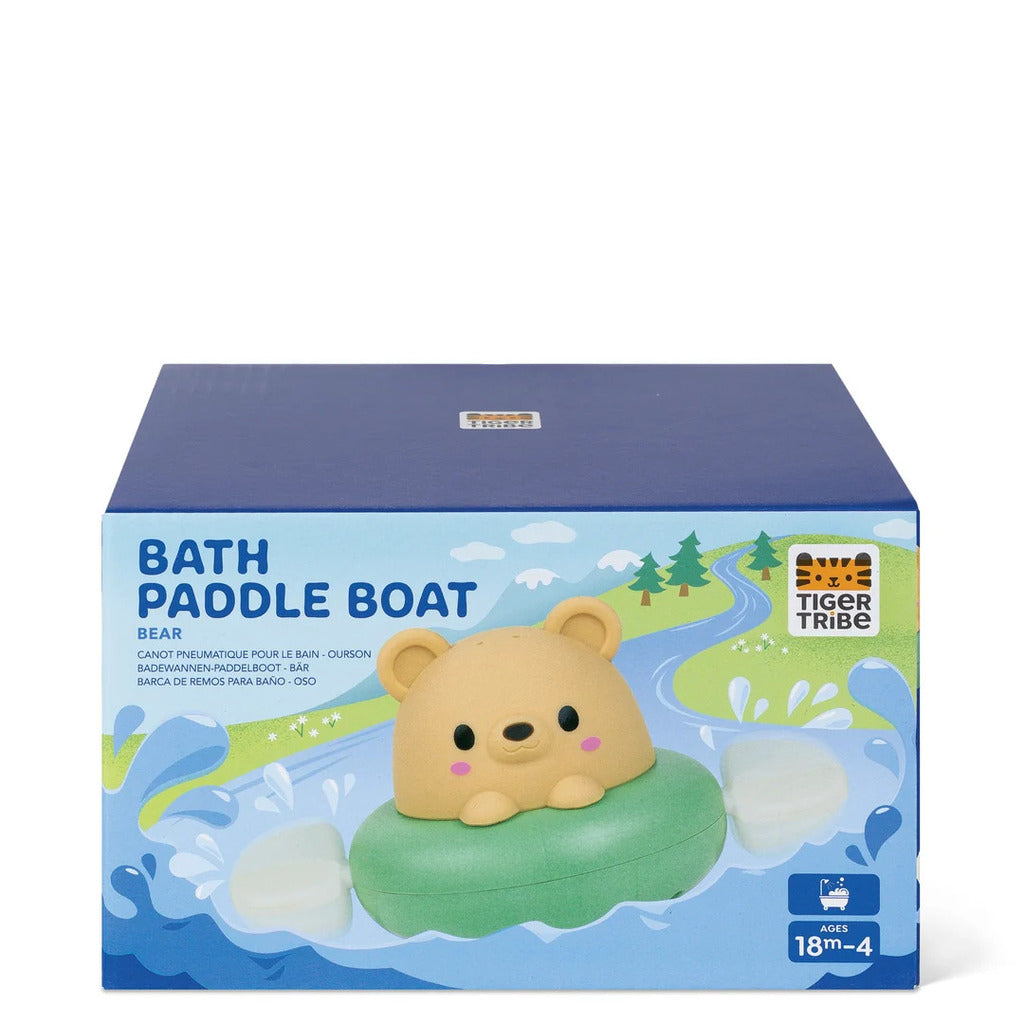 Wind-up bath paddle boat with a bear captain, a self-propelling bath toy for toddlers 12 months and up