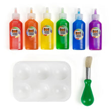 The full set of bath paint pots lined up together to show each of the bright colours