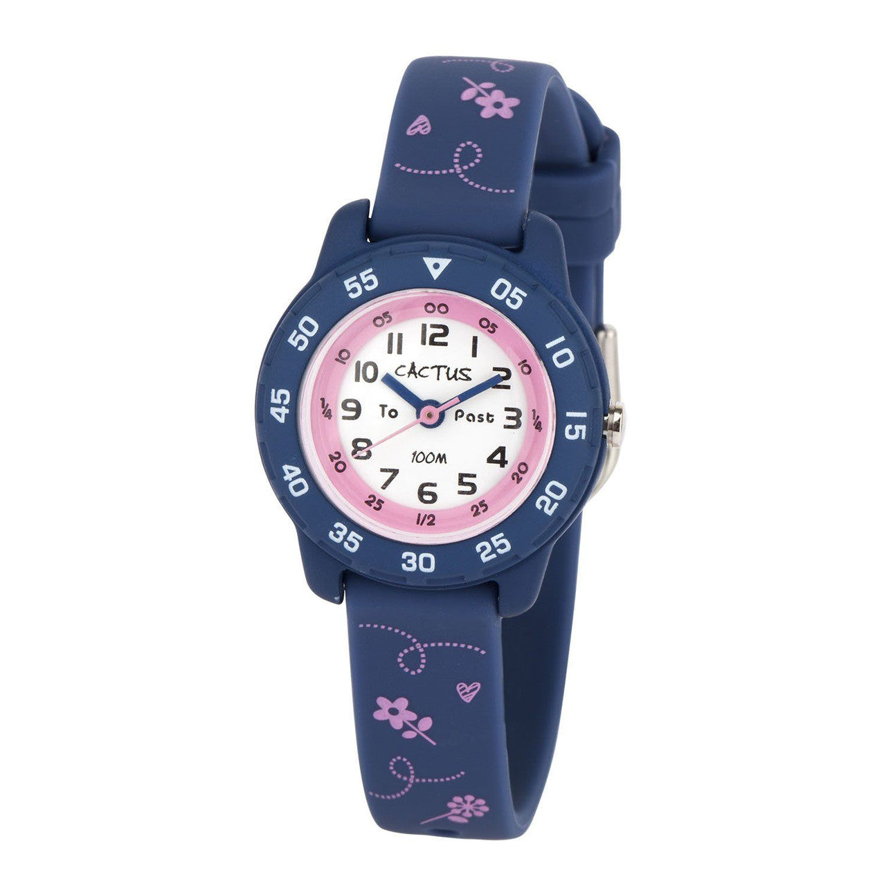 Cactus Junior - Time Teacher Watch - Blue/Pink Flowers