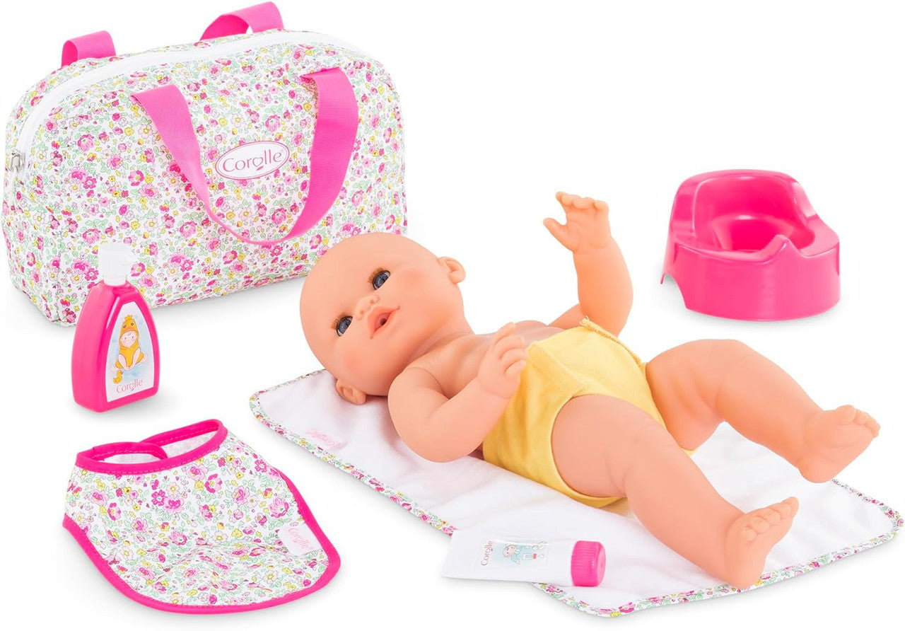Corolle Mon Grand Poupon - Floral Changing Bag & Accessories Set for 36 Dolls