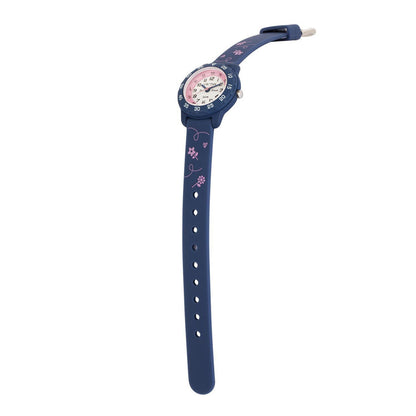 Cactus Junior - Time Teacher Watch - Blue/Pink Flowers