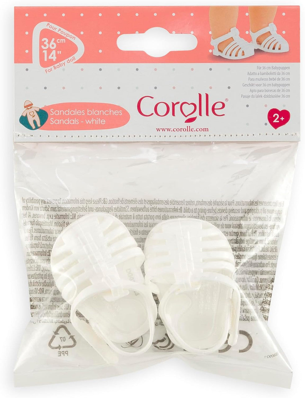 Mon Grand Poupon - White Sandals - 36cm