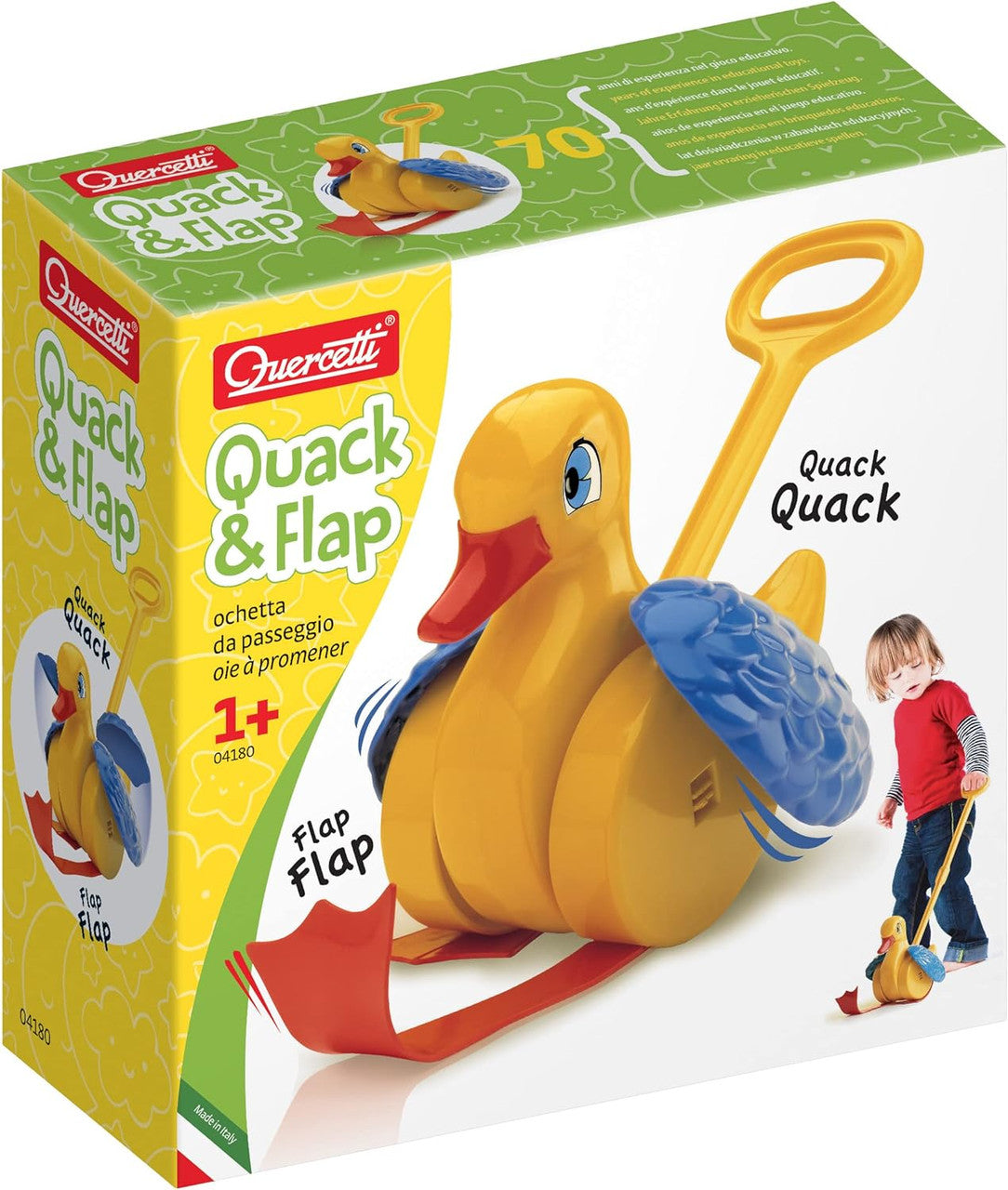 Quercetti - Quack and Flap Duck Push Toy 4180