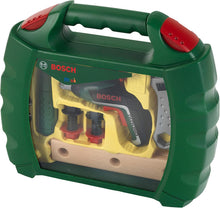 Bosch Mini Tool Case opened showing Ixolino II screwdriver and pretend play accessories