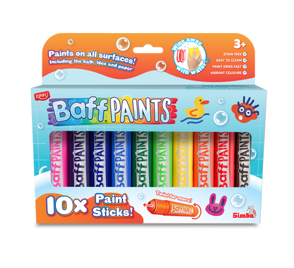 Zimpli Kids Baff Paints Pack of 10 | Bath Paint Sticks for Kids | Washable & Skin Safe