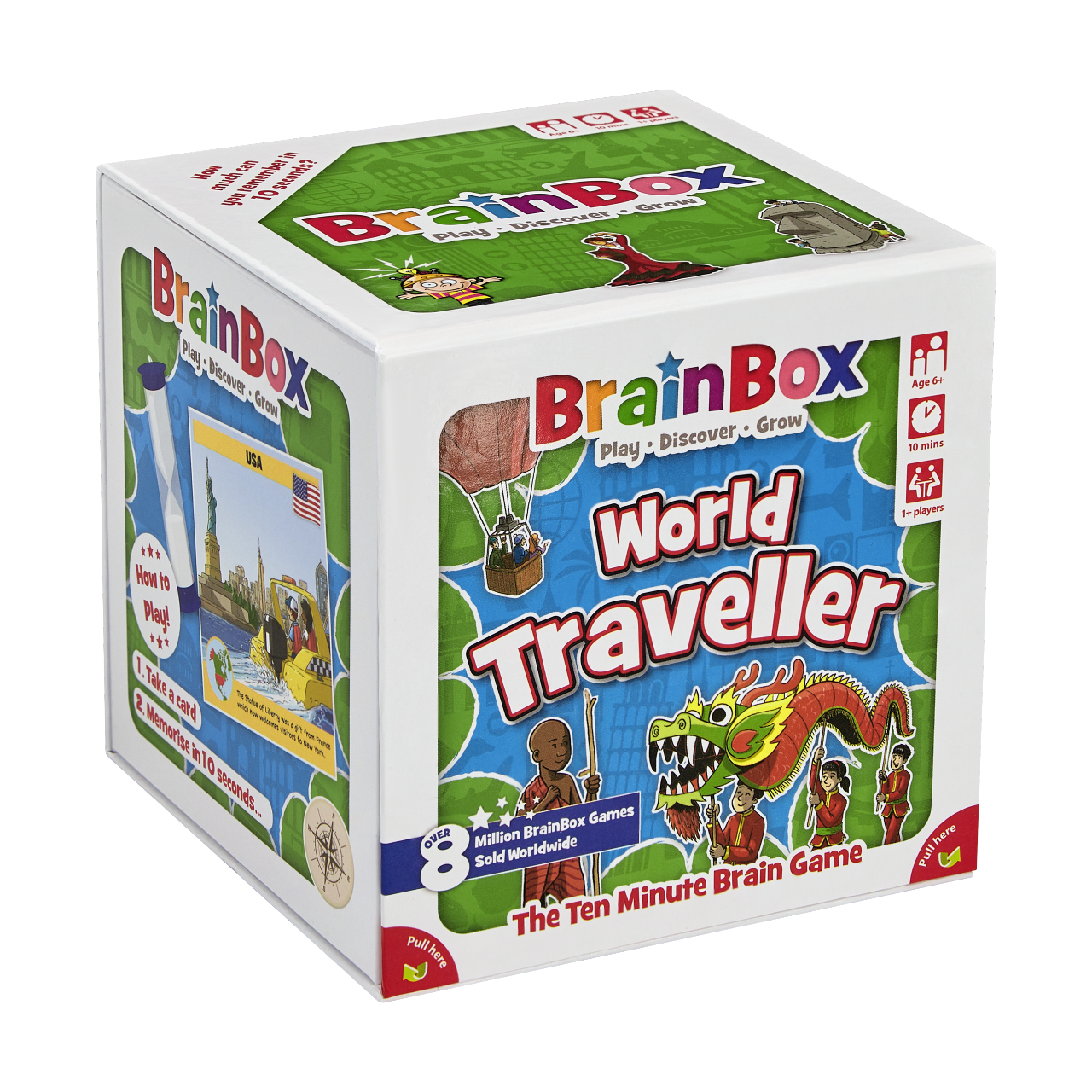BrainBox World Traveller memory card game with country cards for learning geography, observation and memory skills