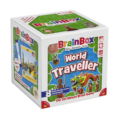 BrainBox World Traveller memory card game with country cards for learning geography, observation and memory skills