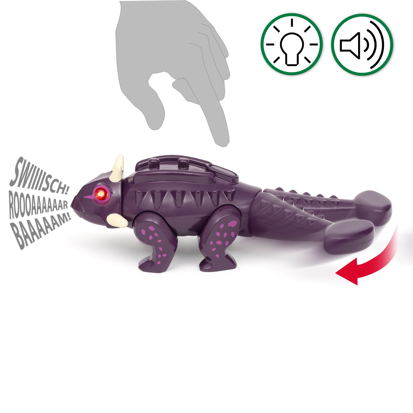 BRIO World Dinosaur Attack Set featuring light and sound Ankylosaurus, two Velociraptors and cargo wagon