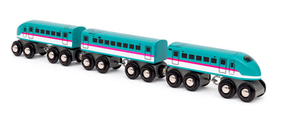 BRIO World Trains of the World Shinkansen Series E5 Hayabusa Japanese bullet train with two power cars and passenger carriage