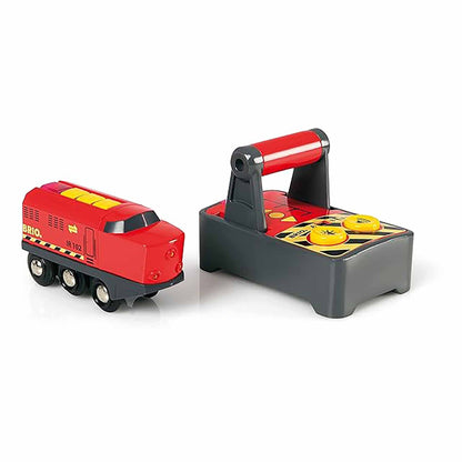 BRIO Remote Control Engine 33213 with remote controller showing train controls