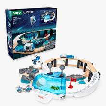 BRIO World Space Station Set 36155 with elevated wooden railway, Space Rover, astronaut and glow-in-the-dark alien